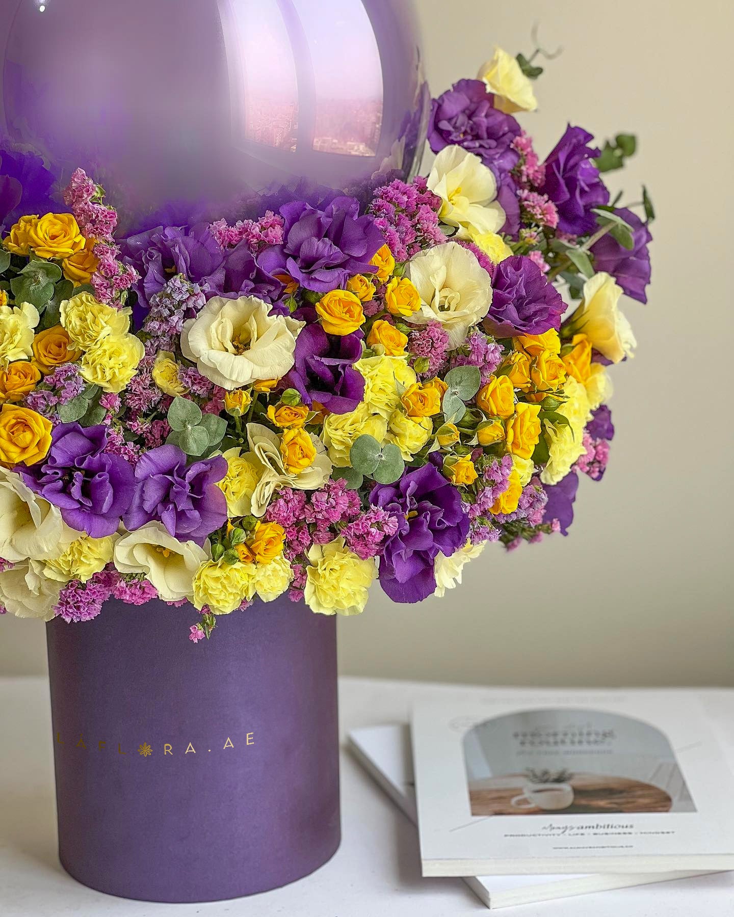 Purple Glow Flower Box - Laflora.ae