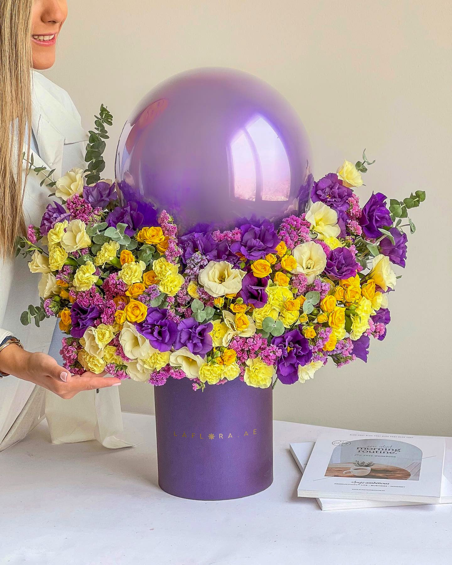 Purple Glow Flower Box - Laflora.ae