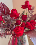 Crimson Elegance Flowers Vase - Laflora.ae