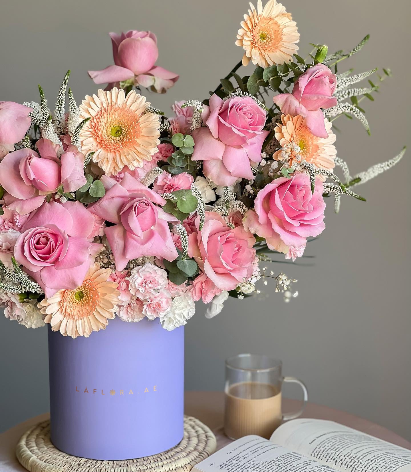 Blush Serenity Flowers Box - Laflora.ae