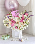Blush Birthday Flowers Box - Laflora.ae