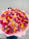 Long Stem Multi - Color Rose Bouquet - Mix - Laflora.ae