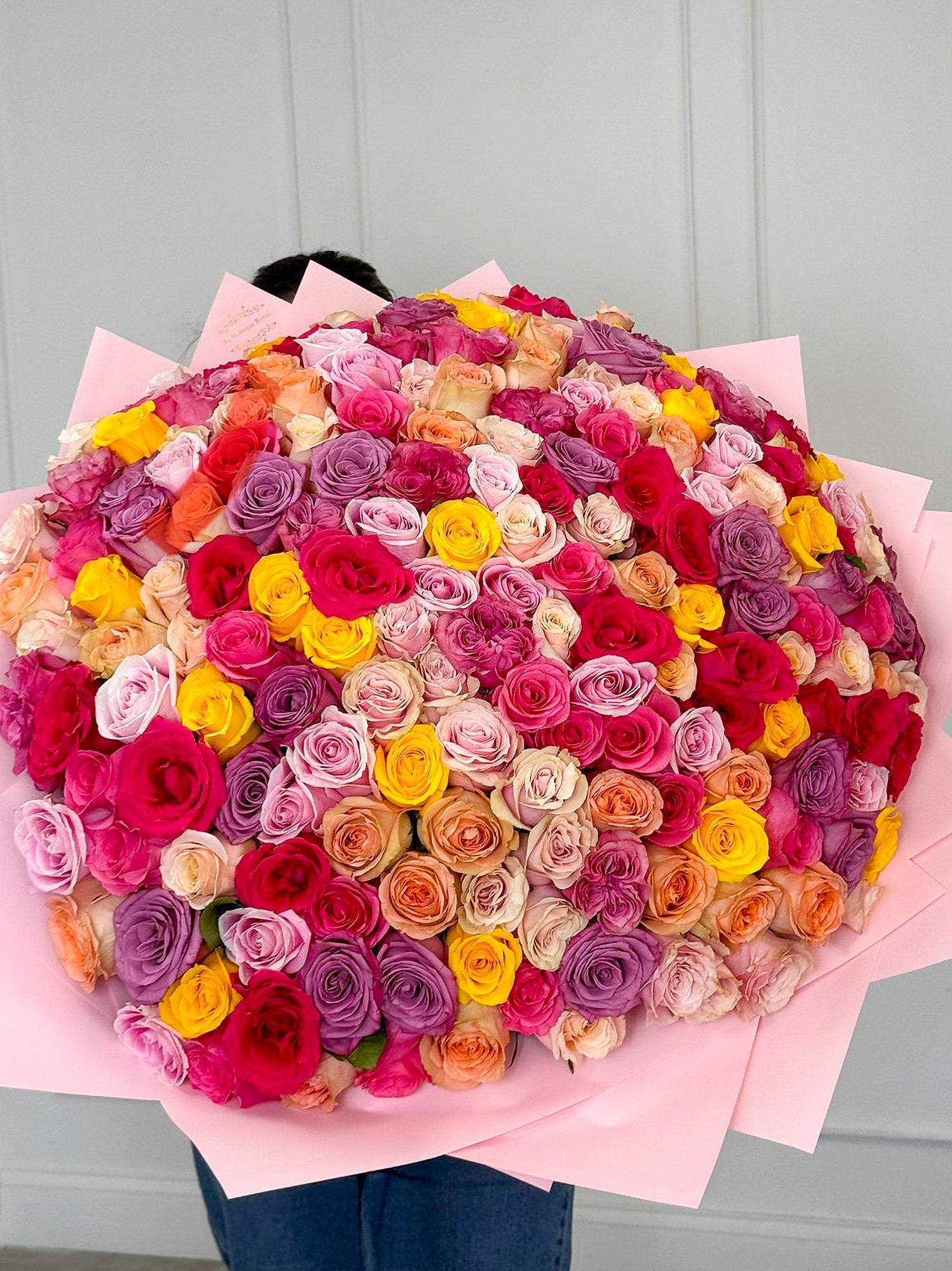 Long Stem Multi - Color Rose Bouquet - Mix - Laflora.ae