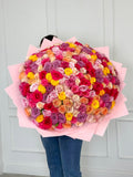 Long Stem Multi - Color Rose Bouquet - Mix - Laflora.ae