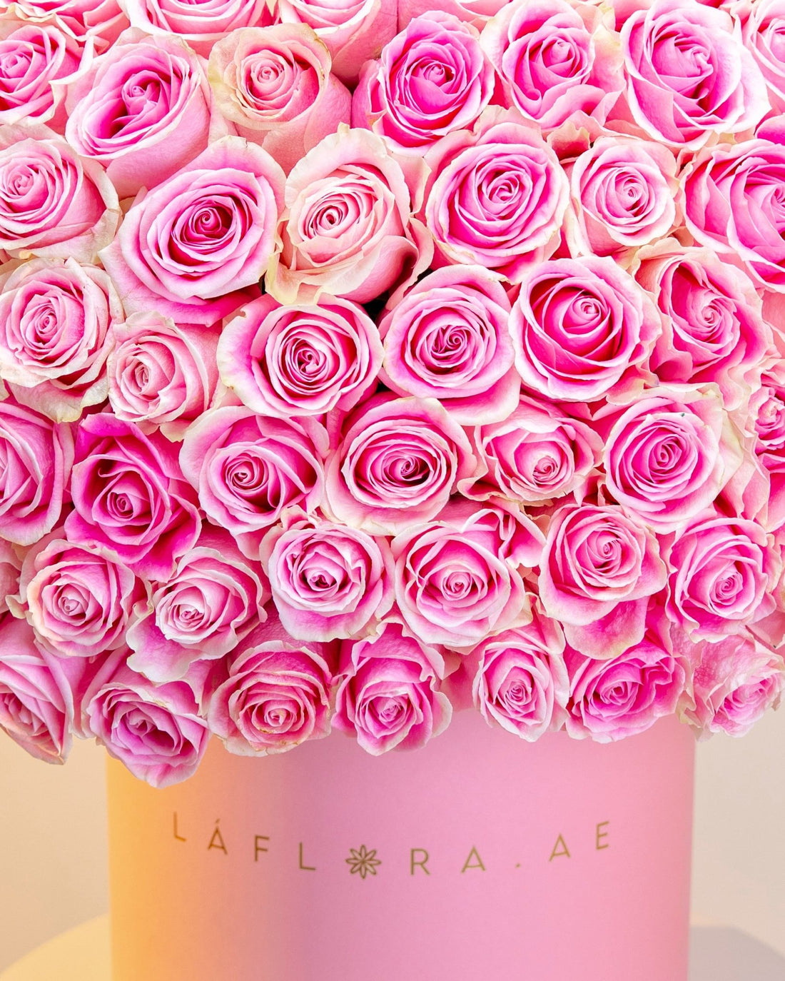 100 Pink Roses Luxury Flower Box - Laflora.ae