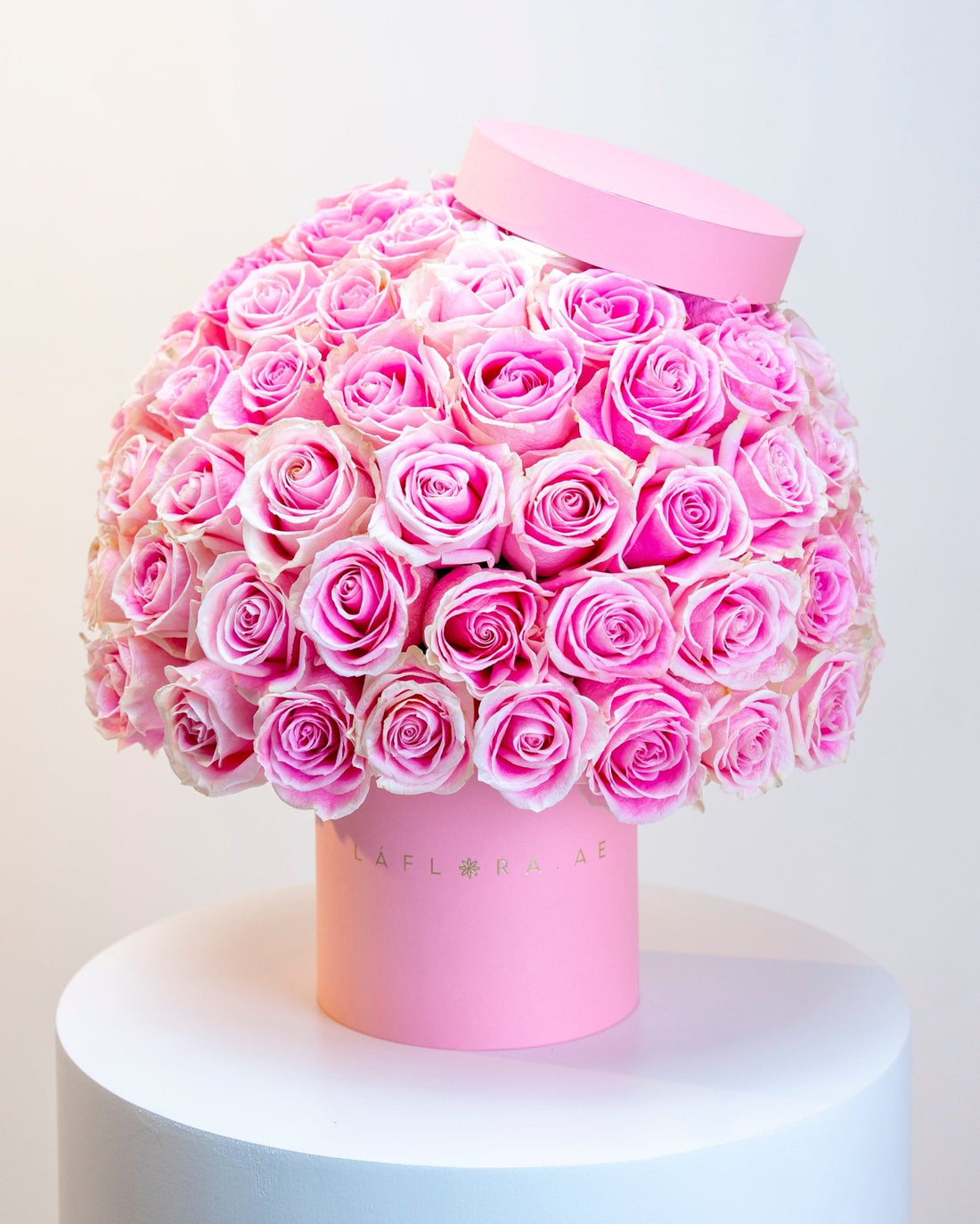 50 Pink Roses Luxury Box - Laflora.ae