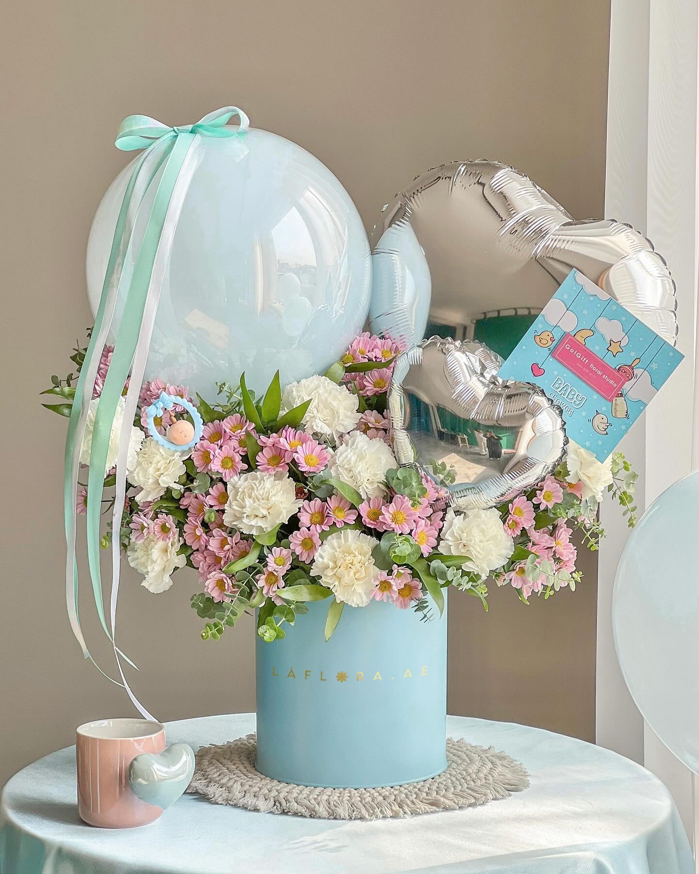 Baby Boy Flower Box New Born Baby Boy Flowers Delivery Dubai