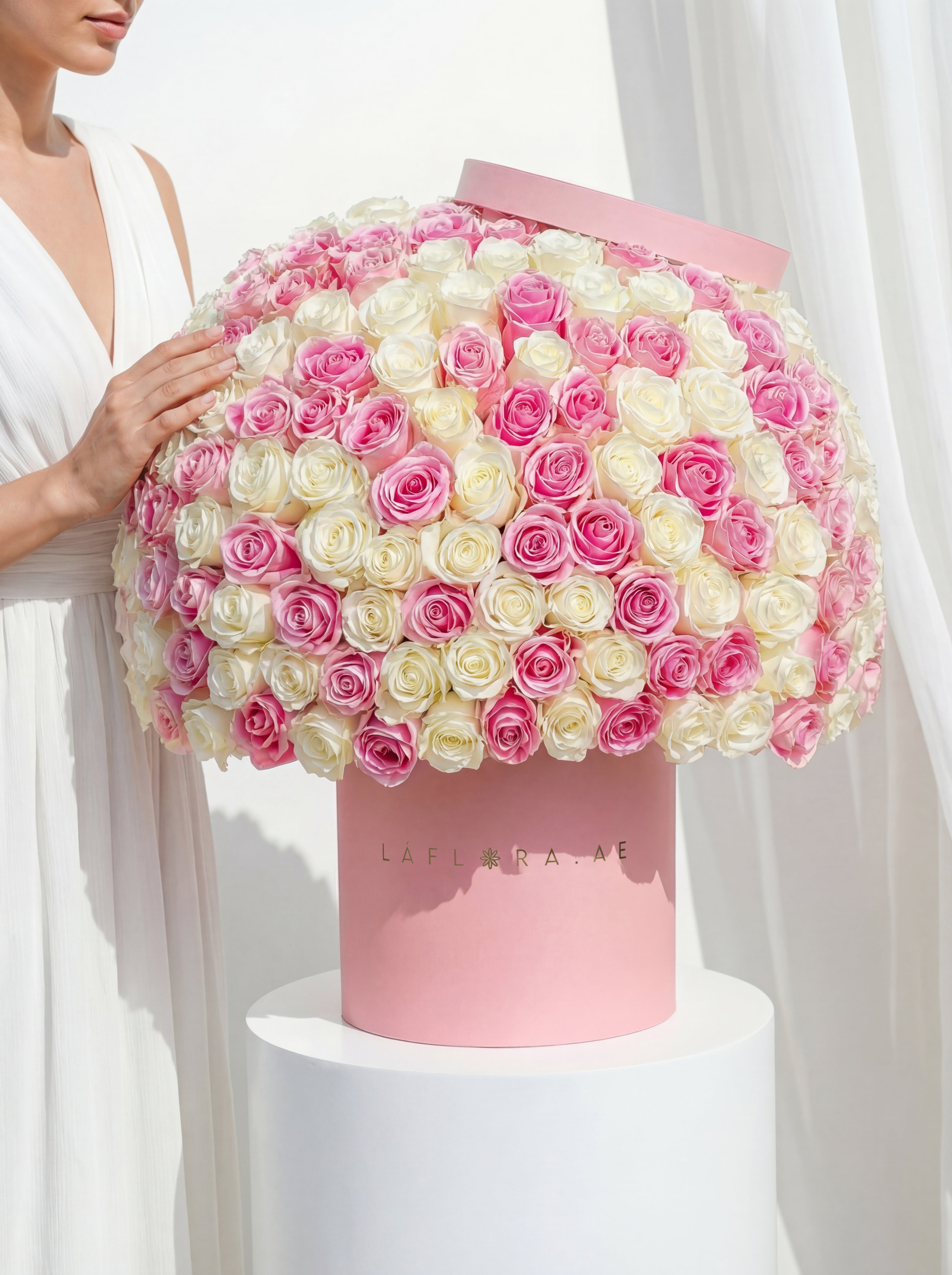 Luxury Pink & White Roses Box