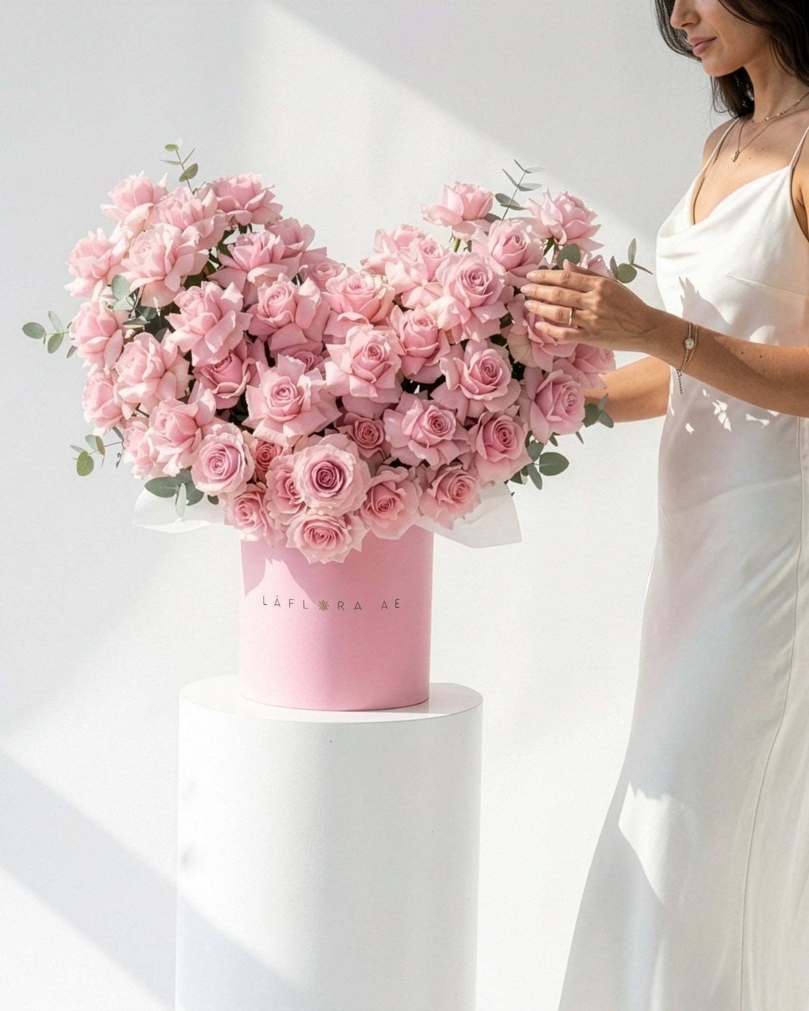 Pink Heart Roses Box