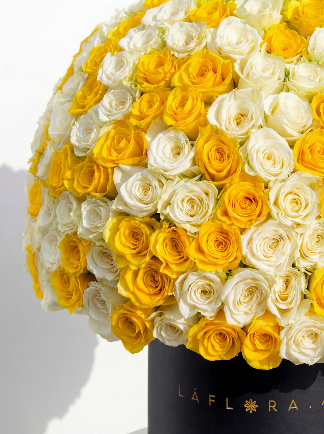 Luxury Yellow & White Roses Box