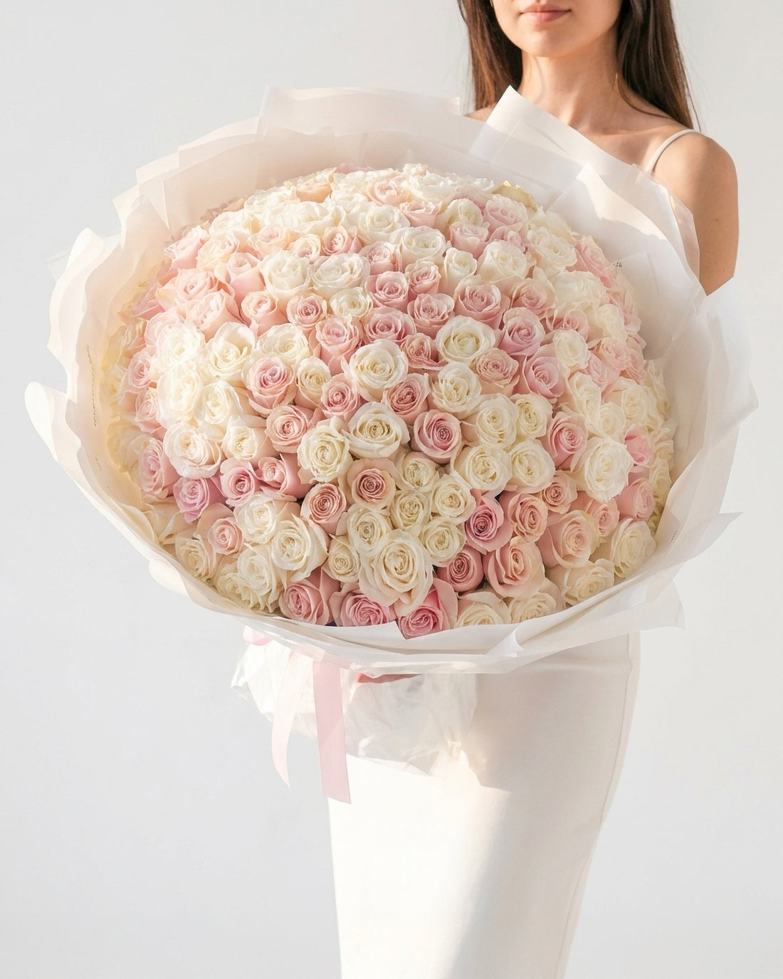 Luxury Pink & White Roses Bouquet