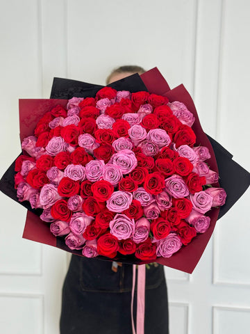 Long Stem Red and Purple Rose Bouquet - Mix